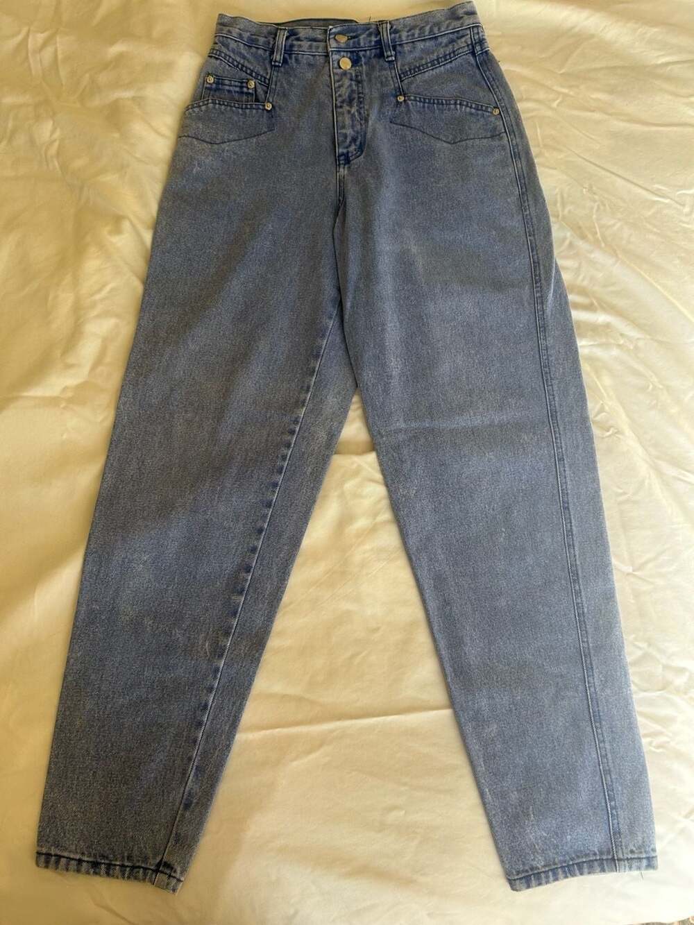 Stefano International Vintage High Waist Acid-Wash Distressed-Style Mom Jeans (S - Picture 3 of 5